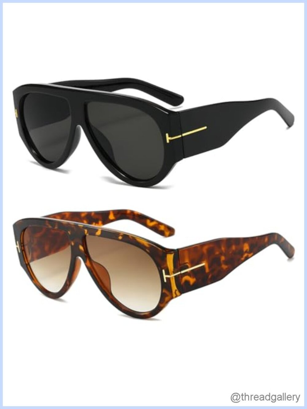 Oversized Aviator Sunglasses Square Thick Frame UV400 Protection
